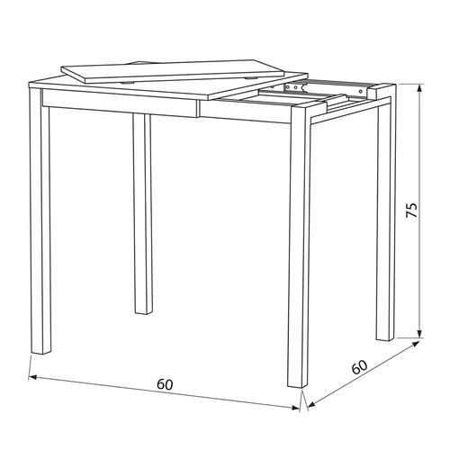 Jídelní stůl rozkládací 60-90x60 cm, melamin, travertin, GDT-206 TRV