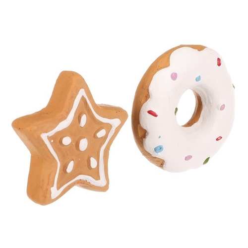 Hvězda a donut - ozdoby z terakoty, imitace perníku, cena za 1 ks