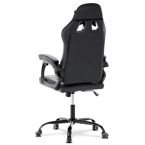 Herní křeslo, houpací mechanismus, šedá ekokůže, KA-L626 GREY