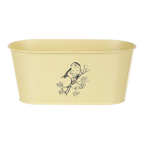 Truhlík kovový - motiv ptáčka, barva žlutá