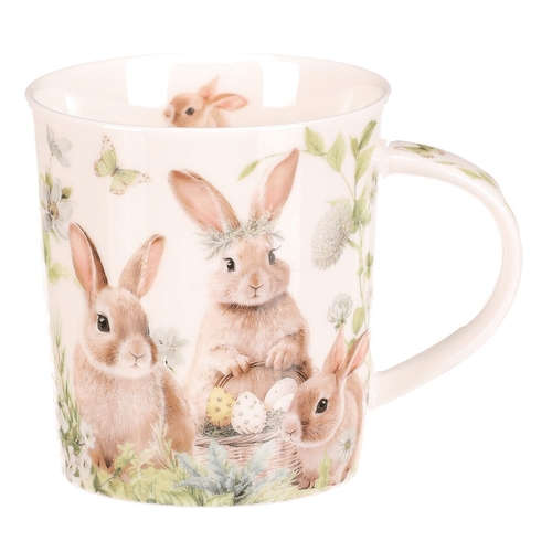 Hrnek malovaný - porcelán, dárková dóza, motiv se zajíčky