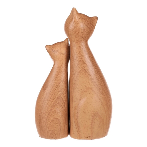 Kočka - figurka z polyresinu, imitace dřeva, cena za sadu 2 ks