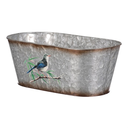 Kovový truhlík, design s ptáčky.