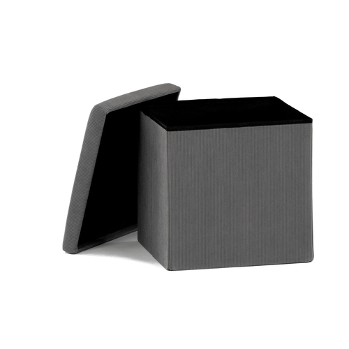 Taburet s úložným prostorem, šedá, manšestrová látka, TAB-471 GREY6