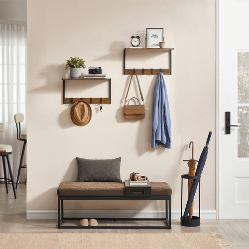 Set 2 nástěnných poliček, mdf, hnědá, ABP-E1083 OLW