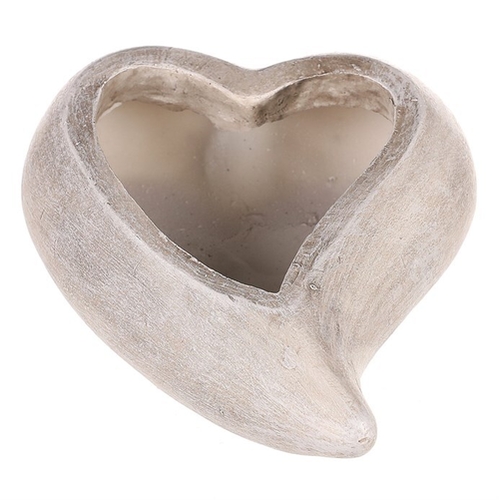 Obal květinový pietní  - tvar srdce, polyresin, šedý