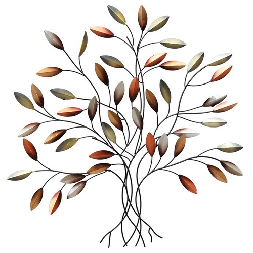 Strom kovový - nástěnná dekorace, špičaté lístky