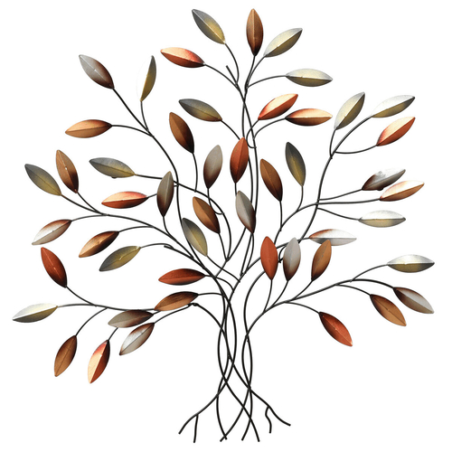 Strom kovový - nástěnná dekorace, špičaté lístky