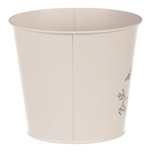 Obal kovový - motiv ptáčka, barva krémová