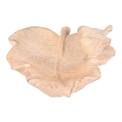 Krmítko/pítko - polyresin, list s ptáčky, imitace dřeva
