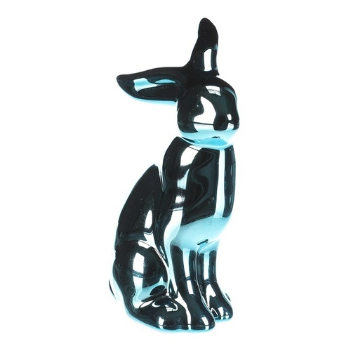 Zajíc - figurka z porcelánu, vysoký lesk, vel. S, barva modrá