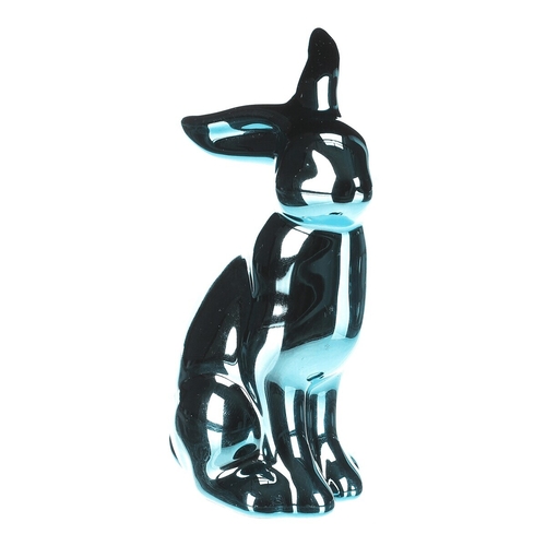 Zajíc - figurka z porcelánu, vysoký lesk, vel. S, barva modrá
