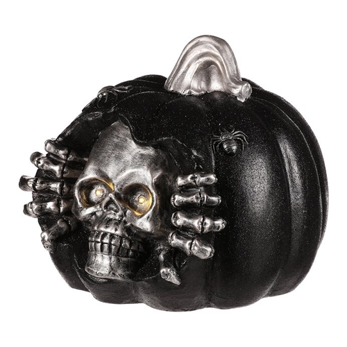 Dýně s lebkou - Halloween, magnesium, LED osvětlení