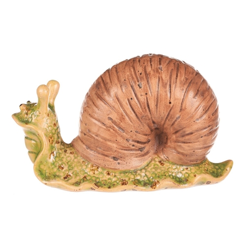 Šnek - keramická figurka, zelený s hnědou ulitou