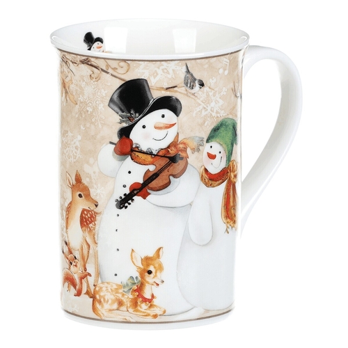 Hrnek porcelánový - 320 ml, dárkové balení, sněhuláci  a veselá zvířátka