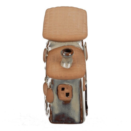 Domeček keramický - duo, na čaj. svíčku, vel. S, hnědý
