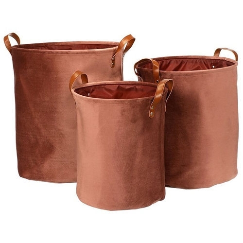 Koš prádelní - látkový, samet, červený, cena za sadu 3 ks