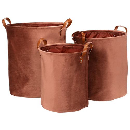 Koš prádelní - látkový, samet, červený, cena za sadu 3 ks