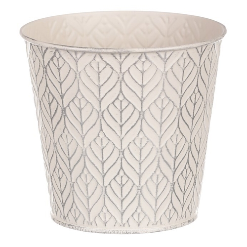 Obal kovový - kulatý, stříbrný vzor, barva krémová