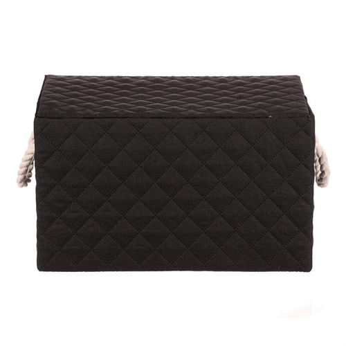 Koš regálový - látkový s uchy, hranatý, černý