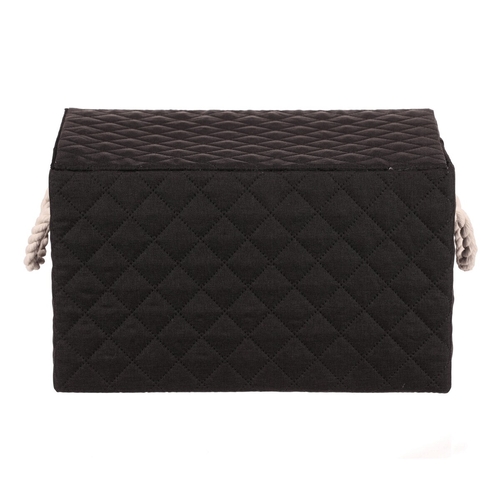 Koš regálový - látkový s uchy, hranatý, černý