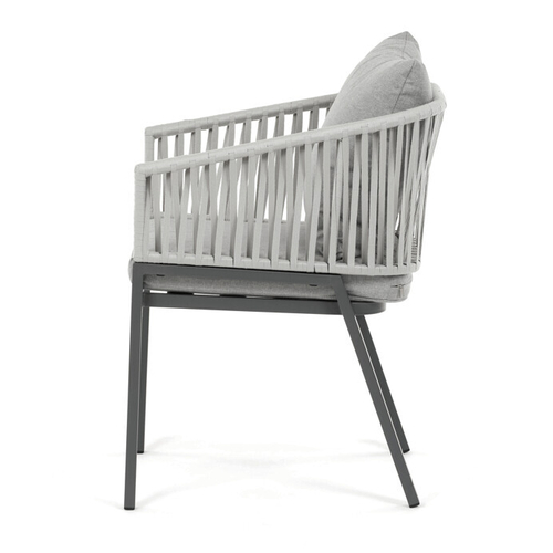 Zahradní židle, kov, látka, šedá, AZC-S1430 GREY