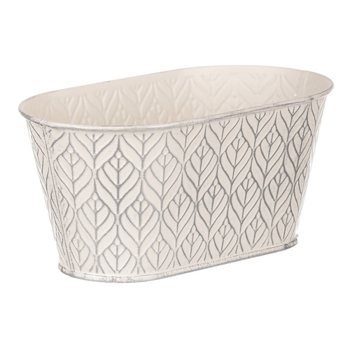 Obal kovový - truhlík, stříbrný vzor, barva krémová