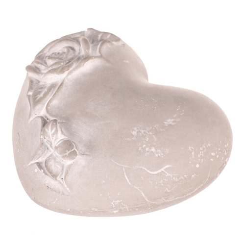 Srdce s růží - betonové, pietní, šedé