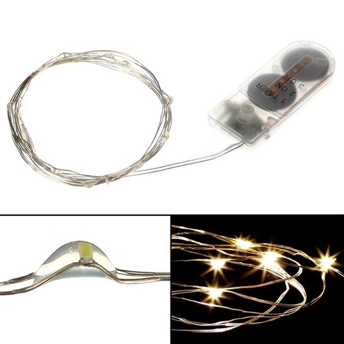 Řetěz s LED světýlky - na baterie, barva teplá bílá
