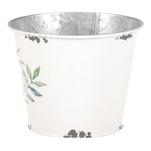 Kovový obal na květiny, design s růžemi.