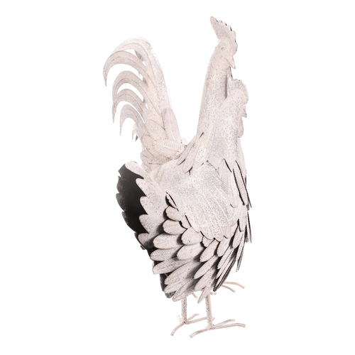 Slepice a kohout - kov s patinou, barva bílá, cena za 1 ks