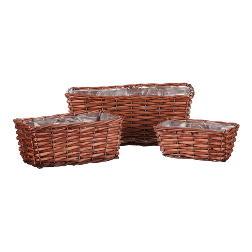 Truhlík proutěný - hranatý, světle hnědý, cena za sadu 3 ks