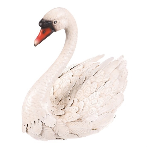 Labuť - kovová  zahradní dekorace, vel. M, barva bílá