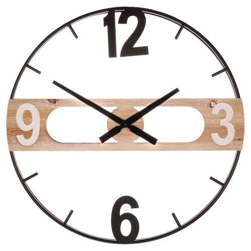 Hodiny nástěnné - pr. 60 cm, mix kovu a MDF