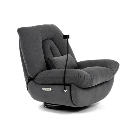 Polohovací křeslo, elektrické zabudované ovládání, šedá, látka, TV-7089 GREY2