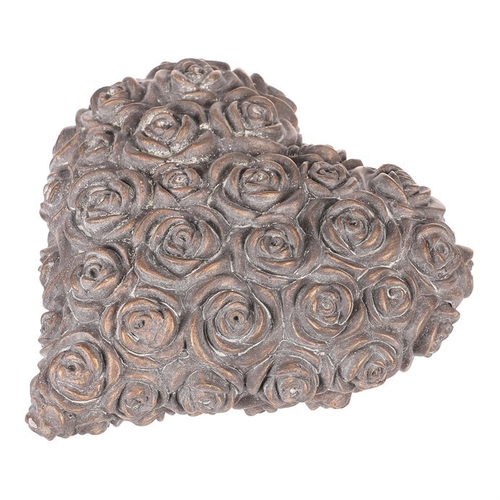 Srdce s růžemi - betonové, antracitově šedé