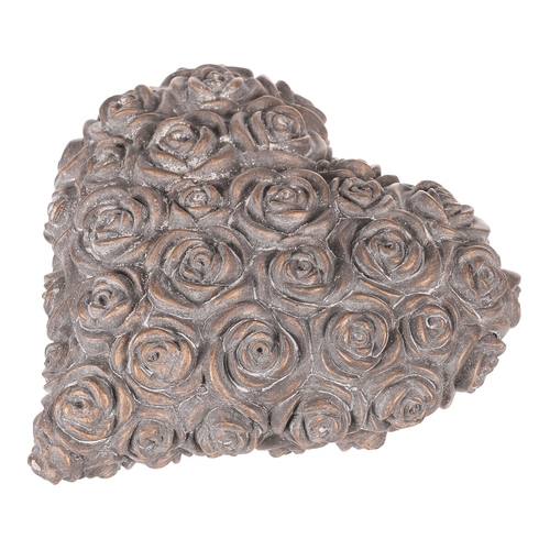 Srdce s růžemi - betonové, antracitově šedé