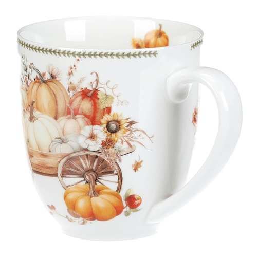 Hrnek porcelánový - 440 ml, dárkové balení, vůz plný dýní