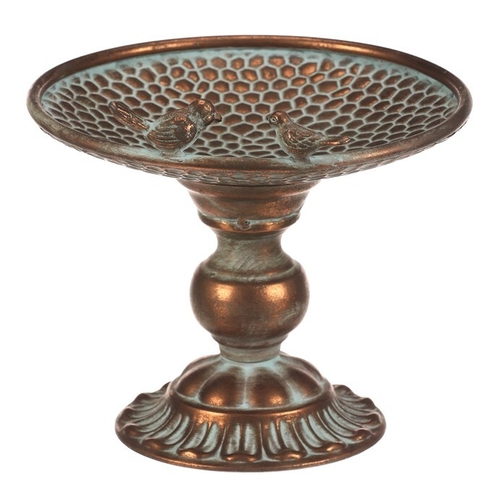 Stojan kovový - 24 cm, aranžovací, s ptáčky, měděný