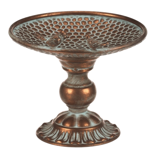 Stojan kovový - 24 cm, aranžovací, s ptáčky, měděný