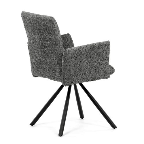 Jídelní židle otočná 180°, šedá, látka bouclé, DCH-W1117 GREY2