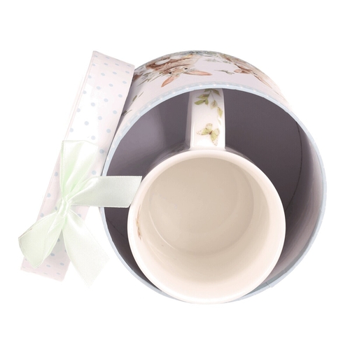 Hrnek malovaný - porcelán, dárková dóza, motiv se zajíčky