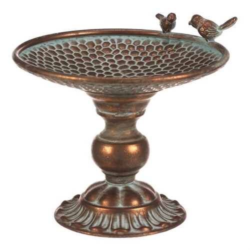 Stojan kovový - 24 cm, aranžovací, s ptáčky, měděný