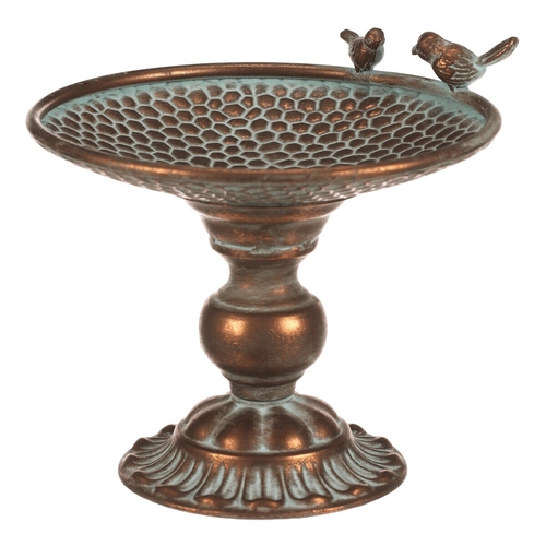 Stojan kovový - 24 cm, aranžovací, s ptáčky, měděný