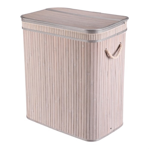 Koš prádelní - bambusový, s víkem, šedý