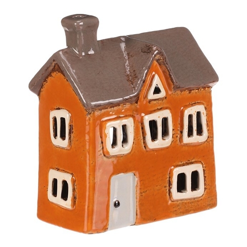 Domeček keramický - na čajovou svíčku, oranžový