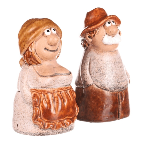 Babka a dědek - zahradní ozdoby na plot, keramika
