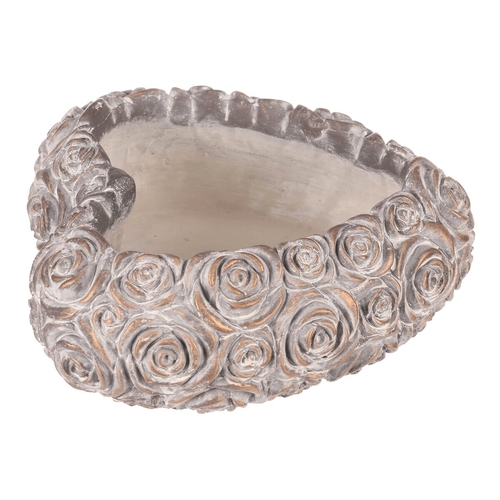 Obal na květiny - srdce s růžemi, beton, antracitově šedý