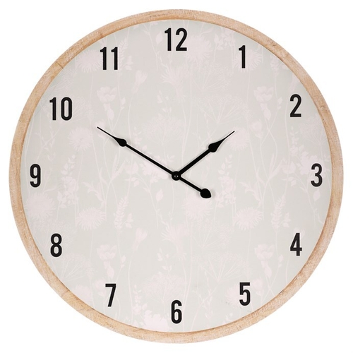Hodiny nástěnné - pr. 58 cm, MDF, jemný květinový vzor
