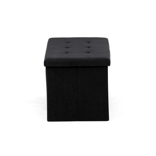 Taburet s úložným prostorem, černá, manšestrová látka, TAB-472 BK6